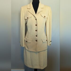 St. John Light Yellow Blazer and Skirt Set